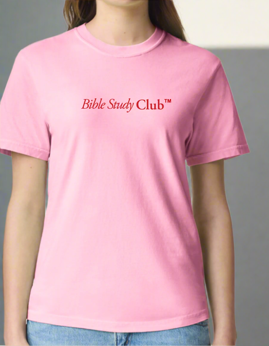 australian christian clothing brand bible study club shirt pink