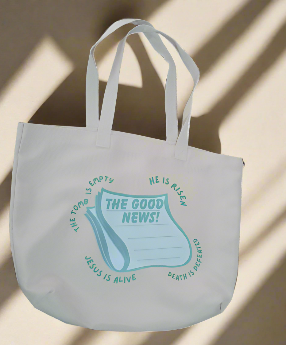 australian christian clothing brand good news tote bag front