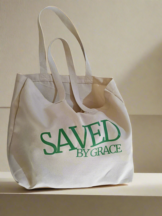 Saved By Grace Good News Tote Bag