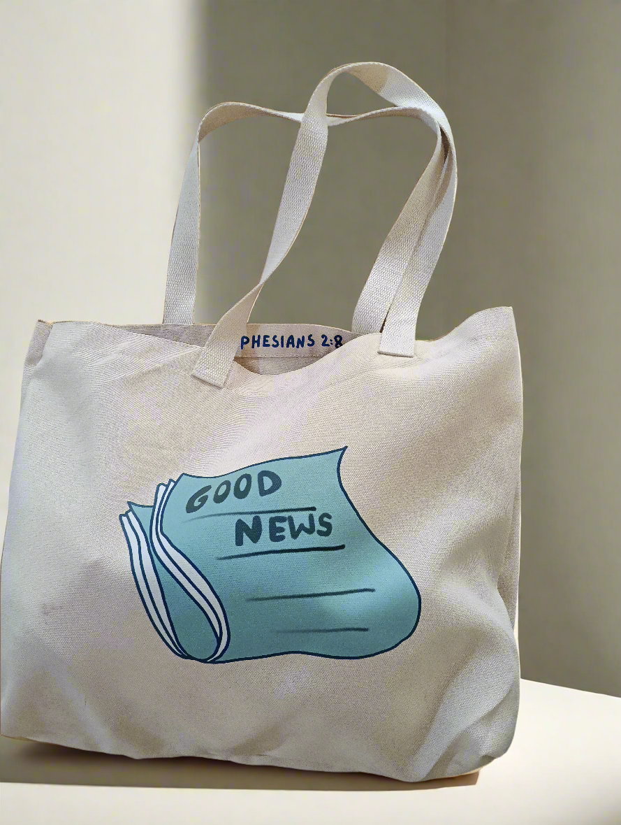 Saved By Grace Good News Tote Bag
