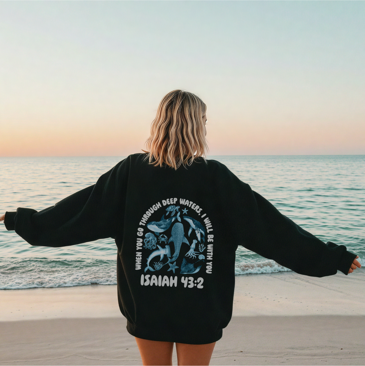 black australian christian clothing bible verse jumper ocean animals