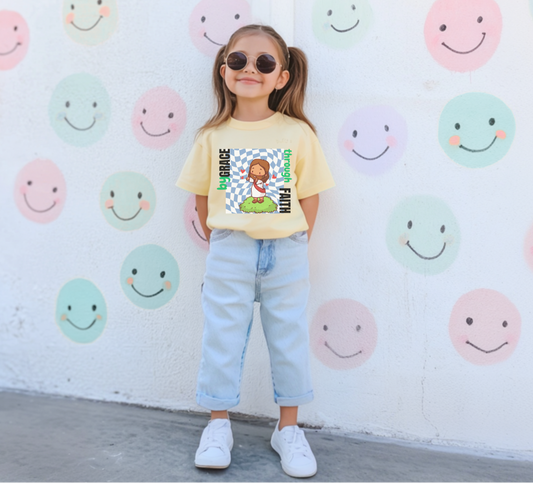 faith grace by through kids shirt australian christian clothin