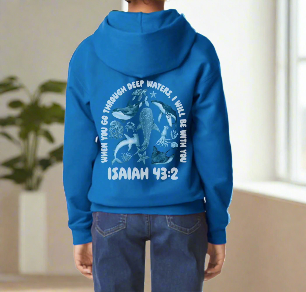 Isaiah 43:2 kids hoodie