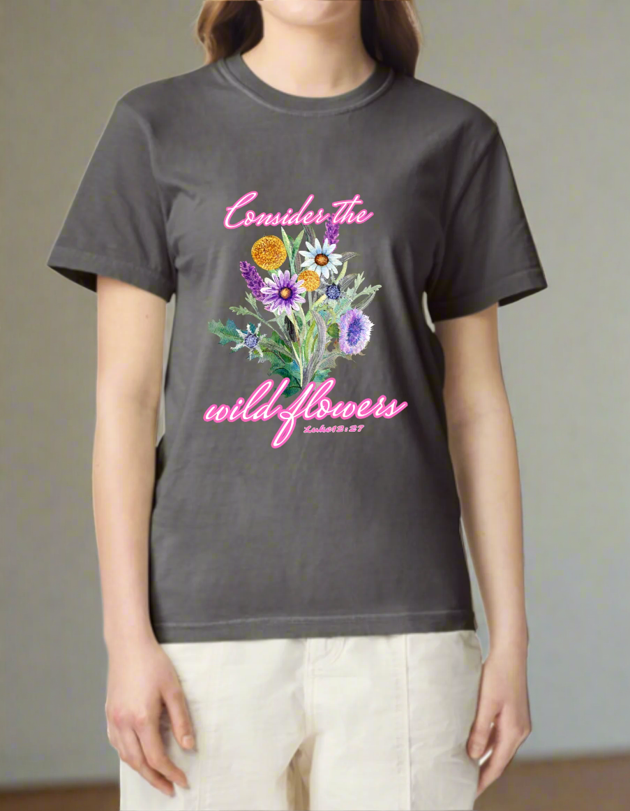 wild flowers bible verse shirt australian christian clothing
