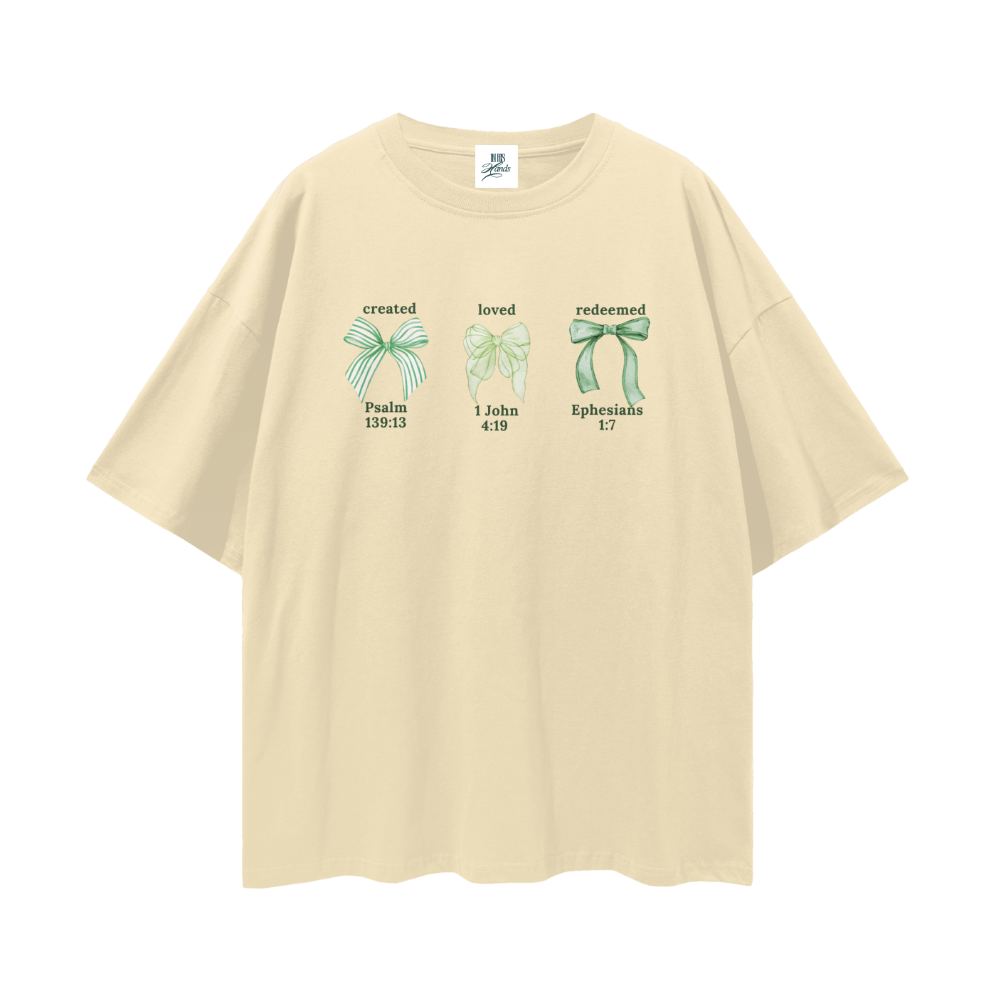 Created Loved Redeemed Green bows T-Shirt