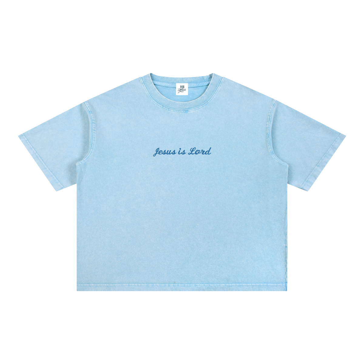 Jesus is Lord embroidered Mineral Wash Boxy Cotton T-Shirt