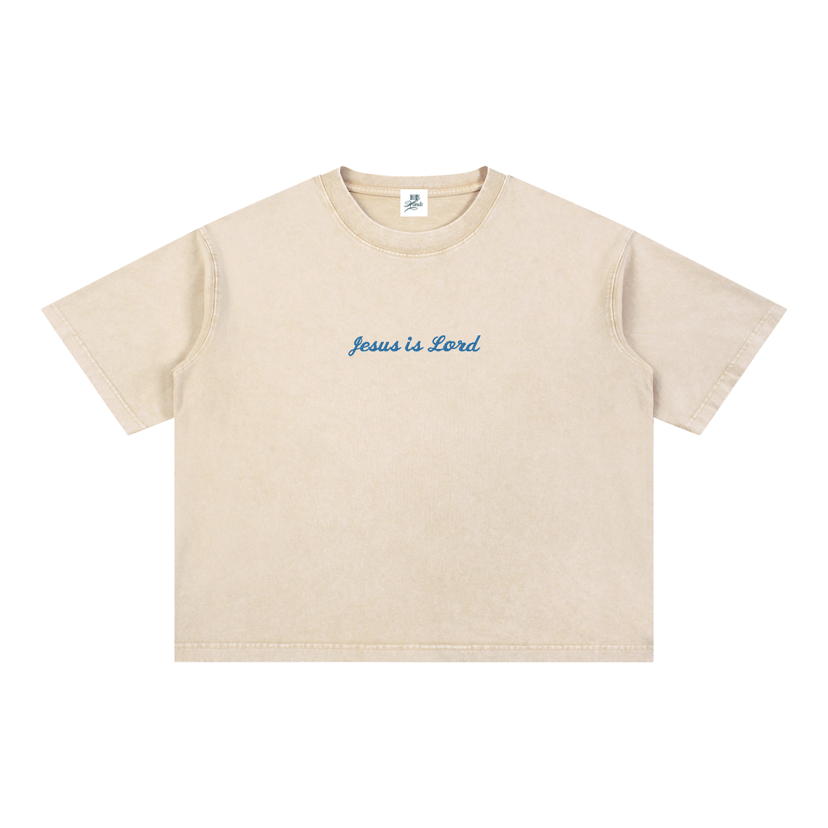 Jesus is Lord embroidered Mineral Wash Boxy Cotton T-Shirt