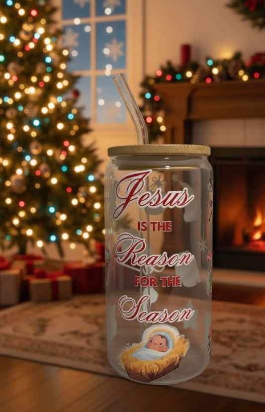 Jesus is the Reason for the Season Glass tumbler