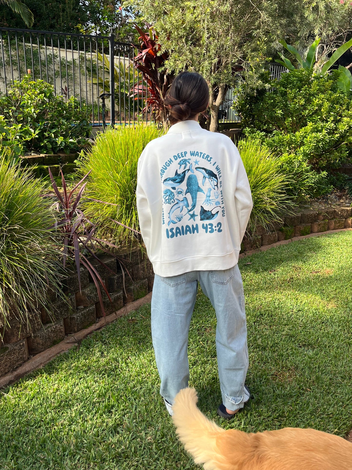 Isaiah 43:2 Mock-Neck Crew Sweatshirt