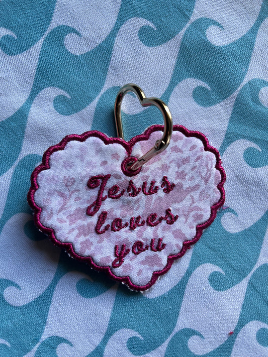 Jesus loves you bunny bag tag- buy 1 bag tag get 50% off your second bag tag