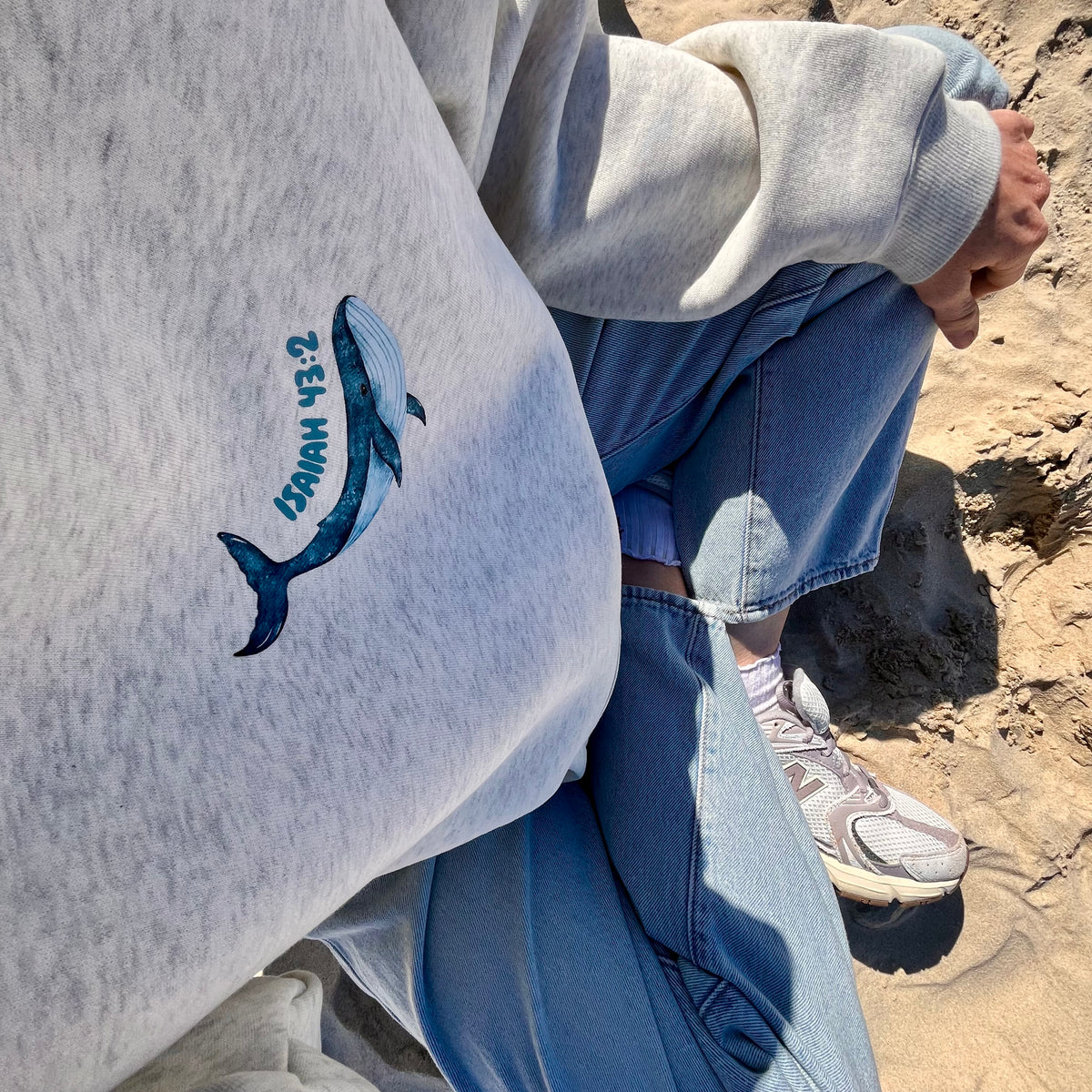 Isaiah 43:2 Oversized Hoodie-white & grey