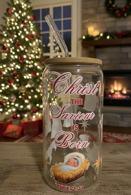 Christ the Saviour is Born Glass Tumbler