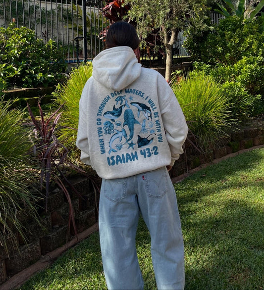 Isaiah 43:2 Oversize Hoodie | Faith-Based Streetwear | In His Hands Clothing Co australian christian clothing