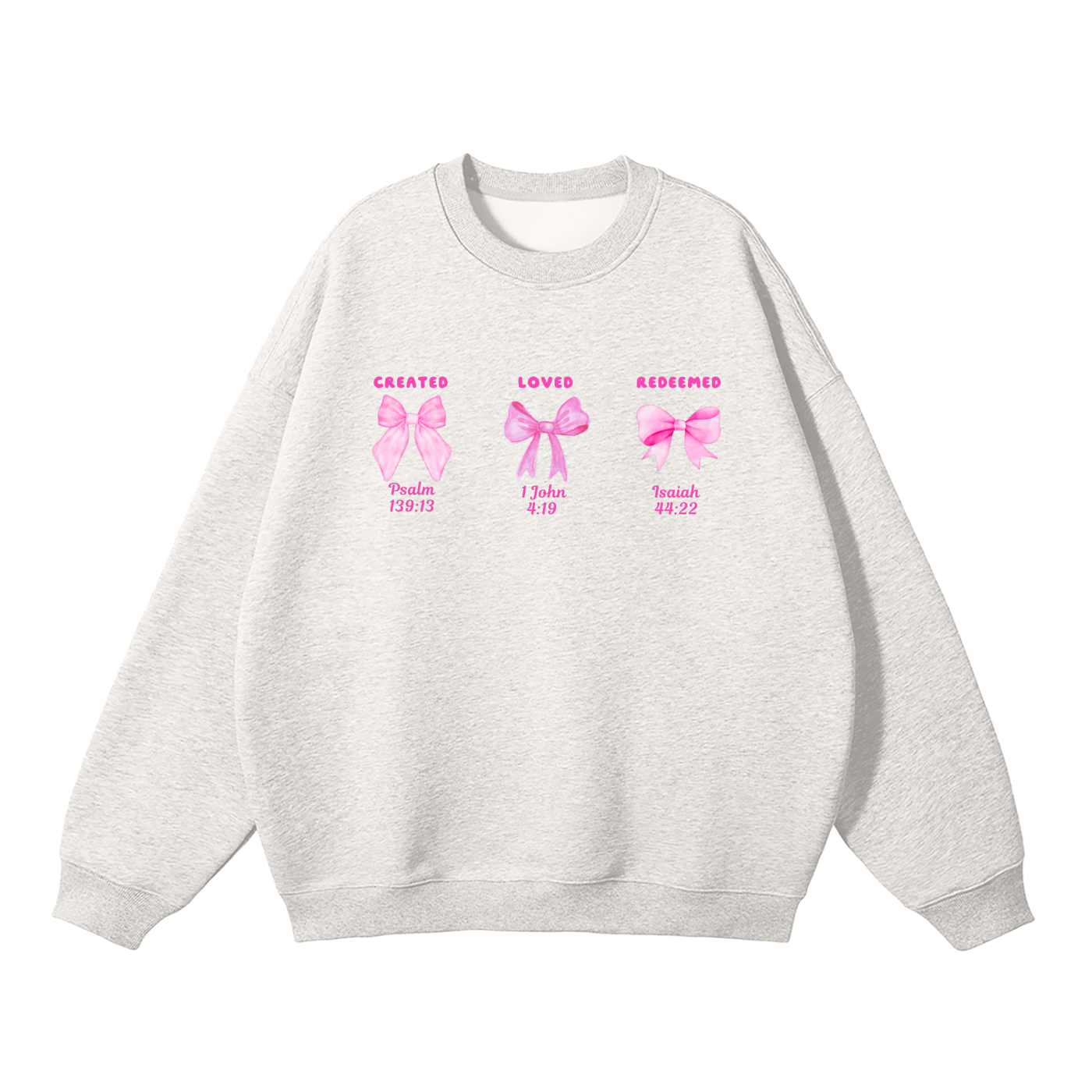 Loved Redeemed Chosen Pink Bows Sweater
