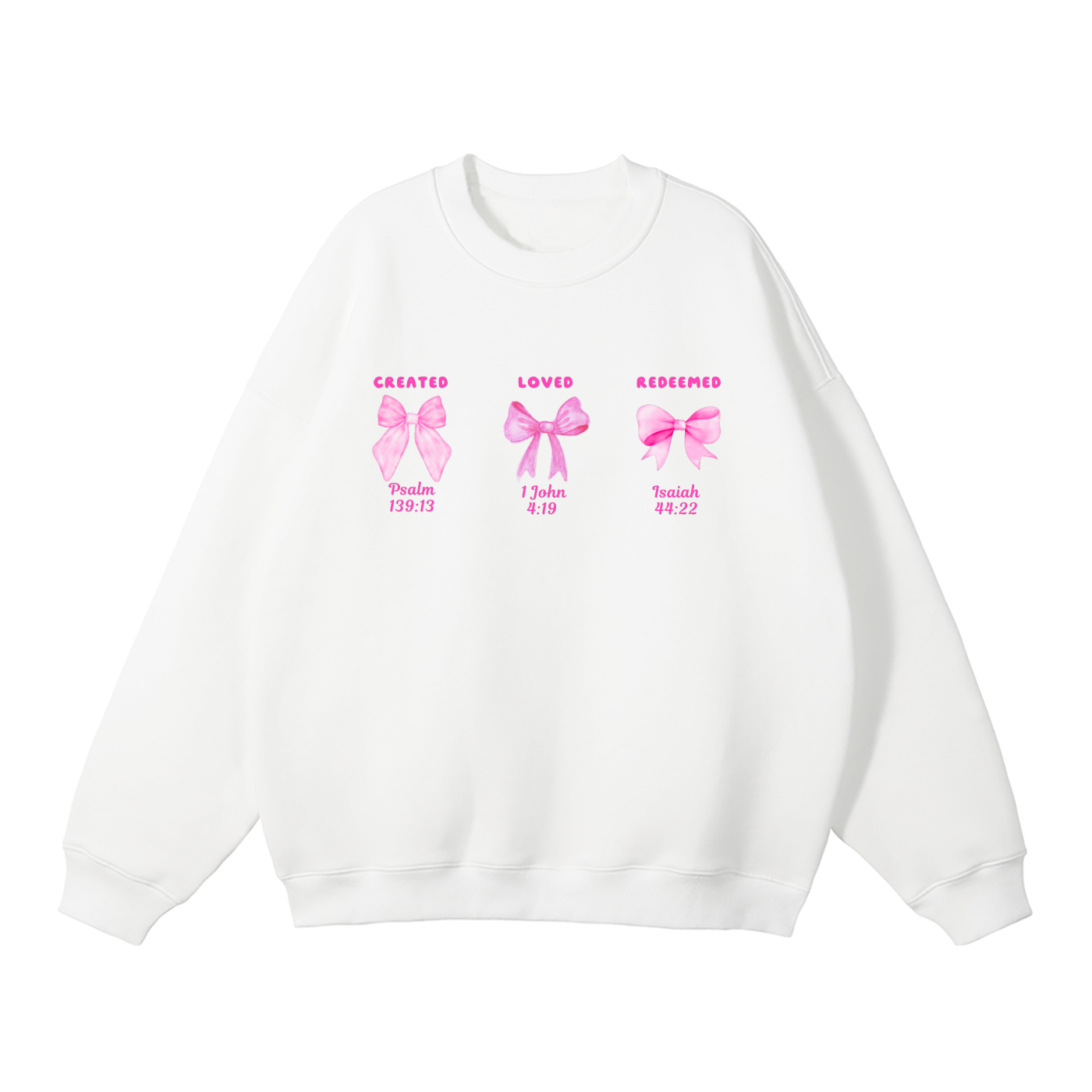 Loved Redeemed Chosen Pink Bows Sweater