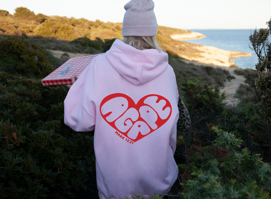 agape pink hoodie australian christian clothing