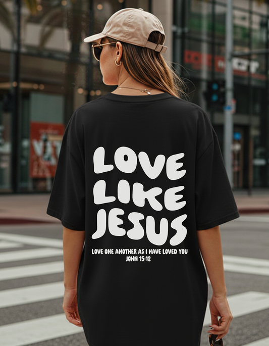 australian christian clothing love like jesus white black shirt bible verse