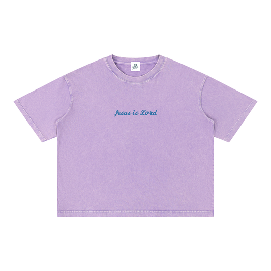 Jesus is Lord embroidered Mineral Wash Boxy Cotton T-Shirt