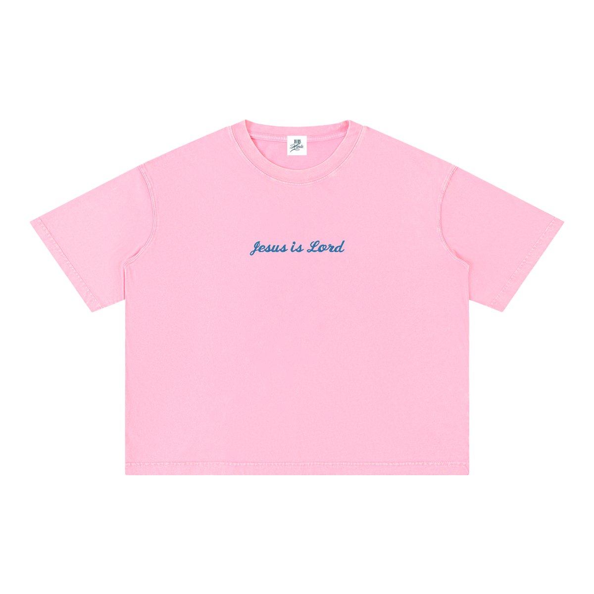 Jesus is Lord embroidered Mineral Wash Boxy Cotton T-Shirt