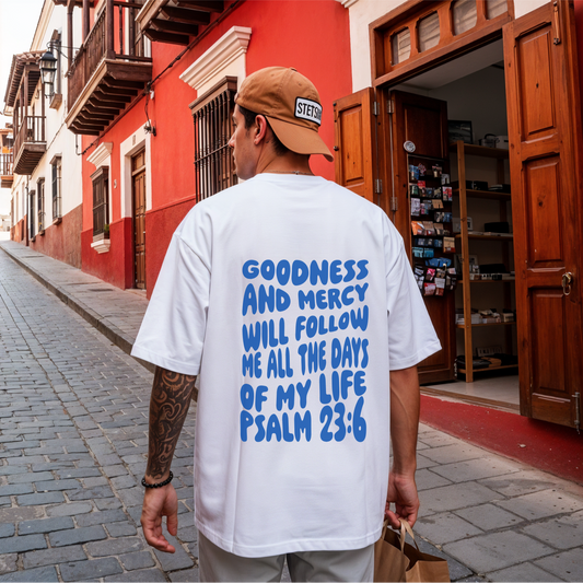 goodness and mercy shirt australian christian clothing blue pink