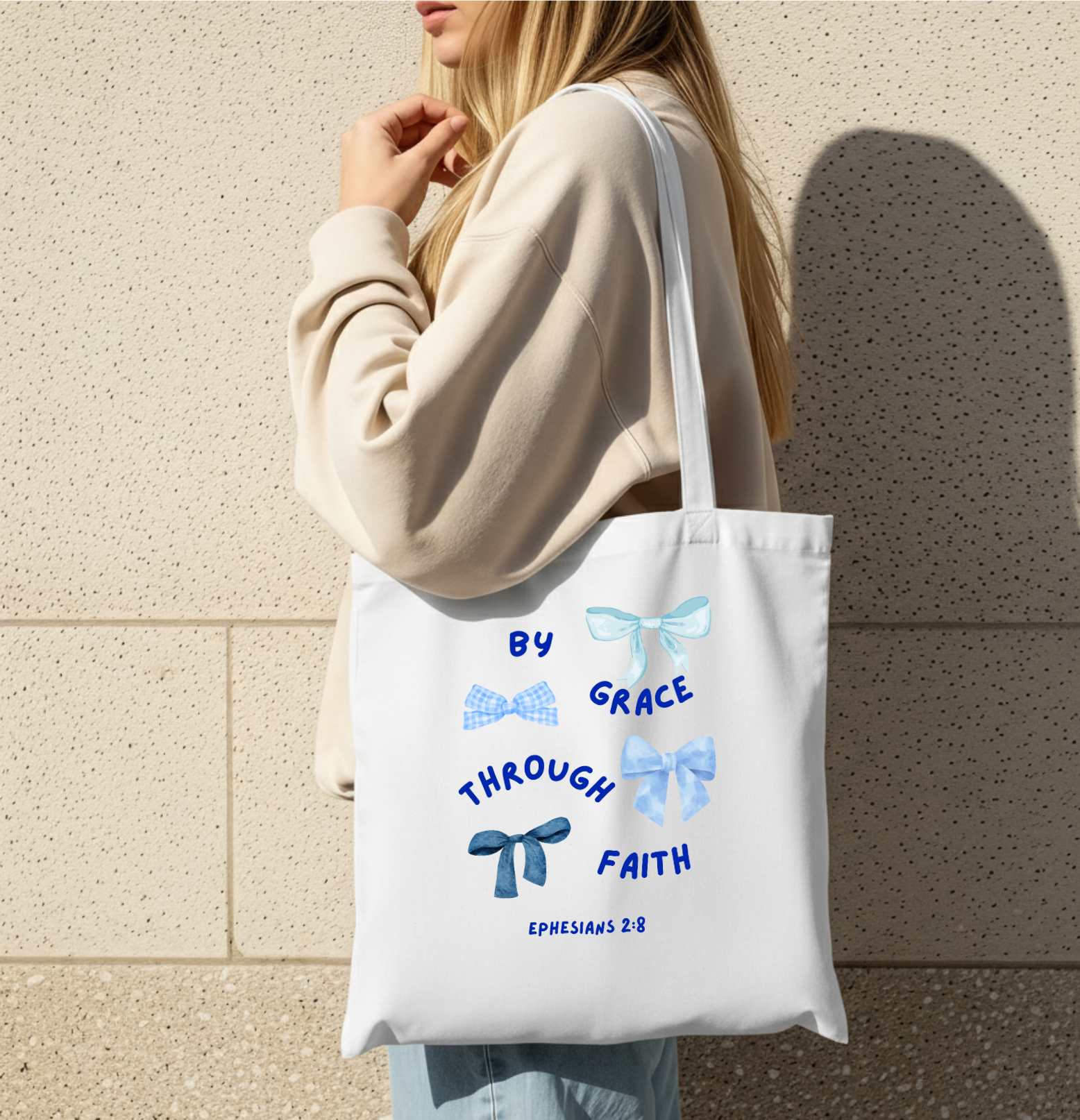 By Grace Through Faith Tote Bag — free download