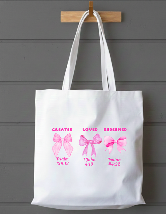 Created Loved Redeemed Tote